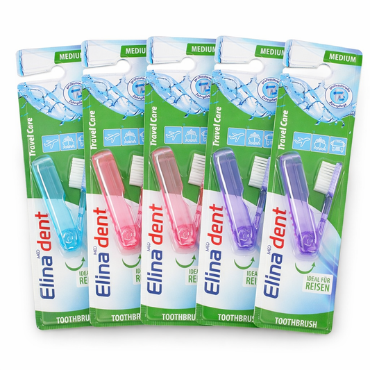 ELINAmed Reise-Zahnbürste – faltbar, medium | 5er-Set