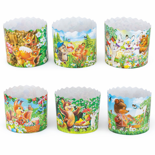 6 St. Backform-Set für Osterkuchen "Für Kinder"  aus Backpapier, H 8,5 cm, ∅ 13 cm