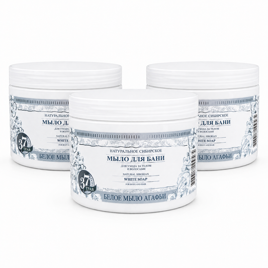 Agafja Natürliches Sibirisches Weißes Seife – für Körper & Haare 500 ml ( 3 Pack)