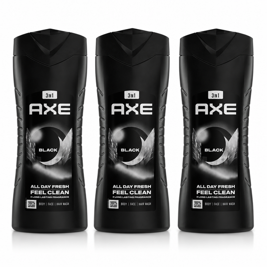 3x 400 ml AXE Duschgel Black 3 in 1