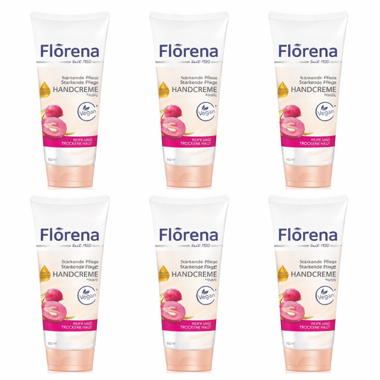 6x 100 ml Florena Handcreme Traubenkernöl & Sojaöl