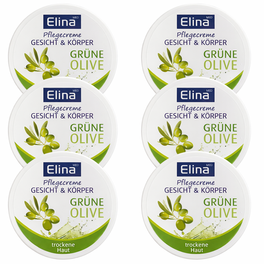 6x 75 ml Elina Olive Gesichtscreme  in Dose Hautcreme