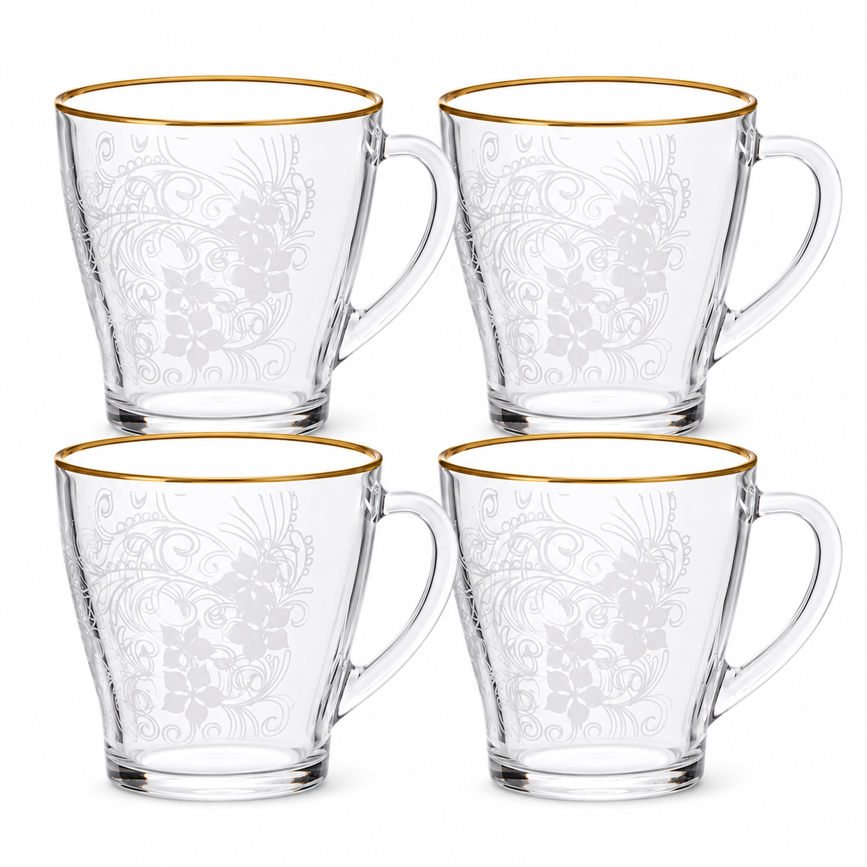 4 Stk. x 250 ml Tasse Teestube "Phlox" Glastasse Becher
