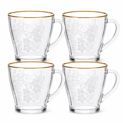 4 Stk. x 250 ml Tasse Teestube "Phlox" Glastasse Becher