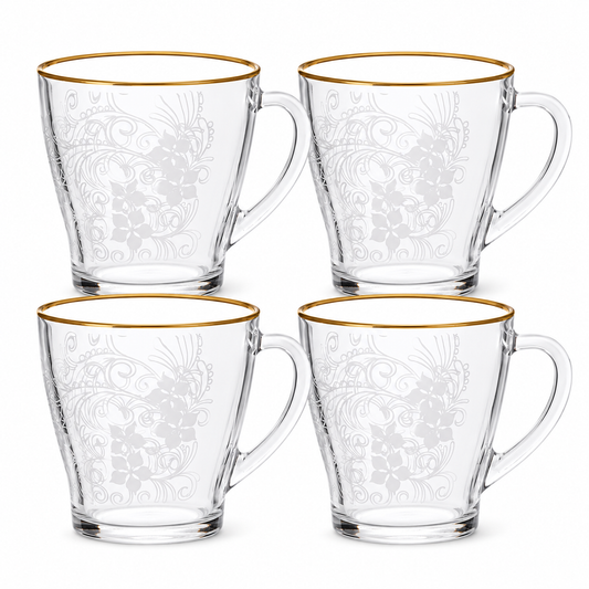 4 Stk. x 250 ml Tasse Teestube "Phlox" Glastasse Becher