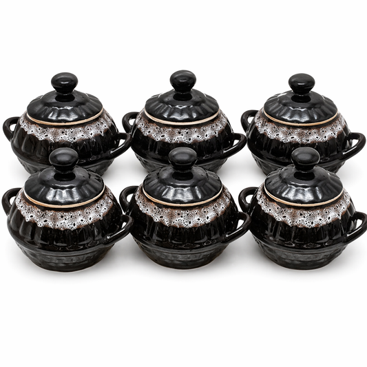 Keramiktopf Set Körbchen 6St je 0,6L Auflaufform Schaum