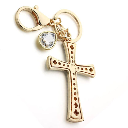 Schlüsselanhänger mit Strasssteinen "Kreuz"