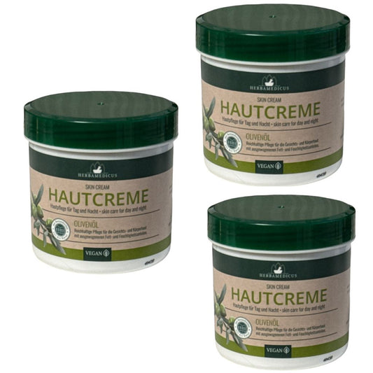 3 St.x 250 ml Herbamedicus Hautcreme Olivenöl Tages + Nachtpflege