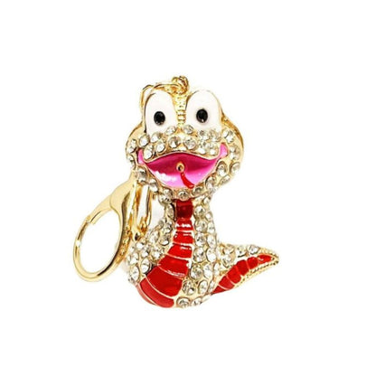 Schlüsselanhänger mit Strasssteinen "Schlange"Symbol des Jahres 2025