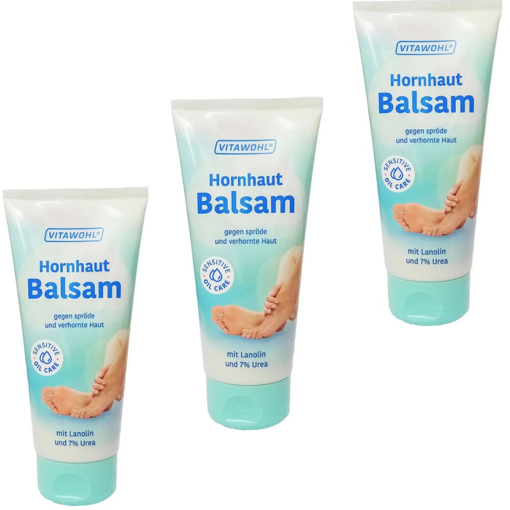 3x100ml VITAWOHL Hornhaut Balsam Harnstoff Pflege Fersen Füße
