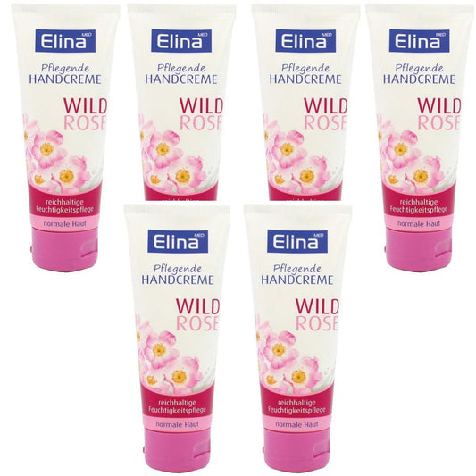 6x 75 ml Elina Wild Rose Handcreme  in Tube