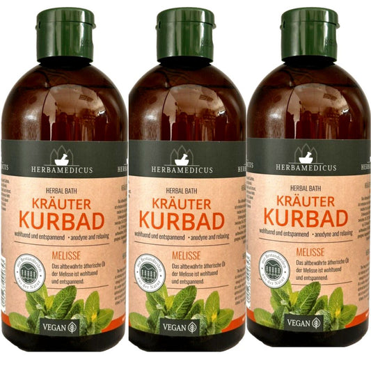 3x500ml Herbamedicus Kräuterbad 500ml Kräuter Kurbad Melisse