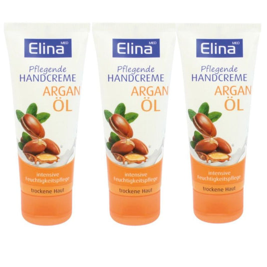 3x 75 ml Elina Med Handcreme mit Arganöl –  Tube
