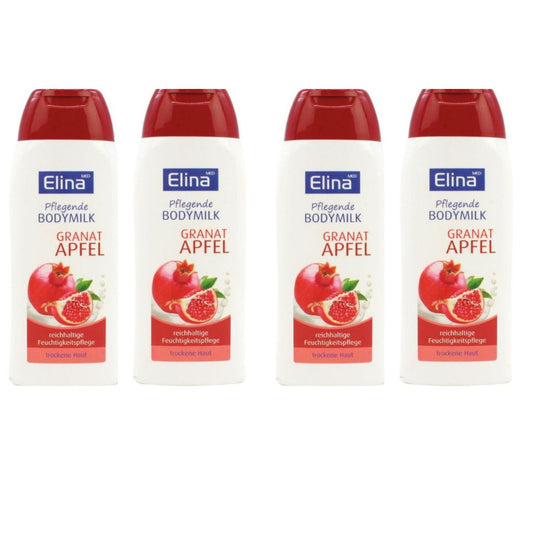 4x 200 ml Elina Granatapfel Body Milk Körperlotion Bodylotion