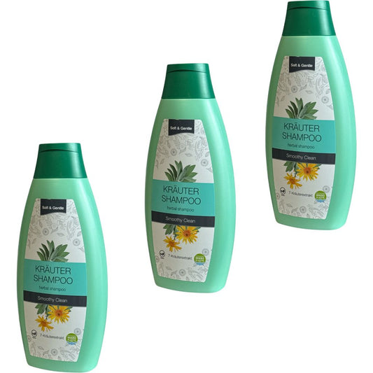 3x 500 ml Soft & Gentle Kräter Shampoo aus 7 Kräuterextrakt