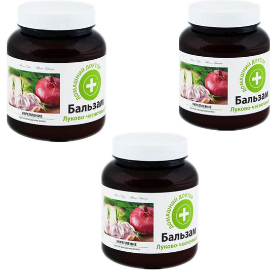 3x480 ml Domaschnij Doktor Zwiebel-Knoblauch-Balsam,Anti-Haarausfall +Stärkung