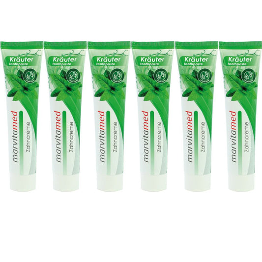 6x 125 ml Zahncreme Marvita Kräuter