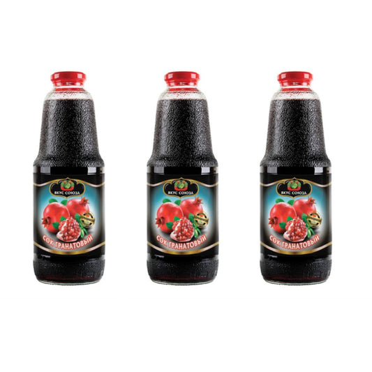 3x 1 L Granatapfel-Nektar „Wkus Sojusa", Fruchtgehalt mindenstens 25%