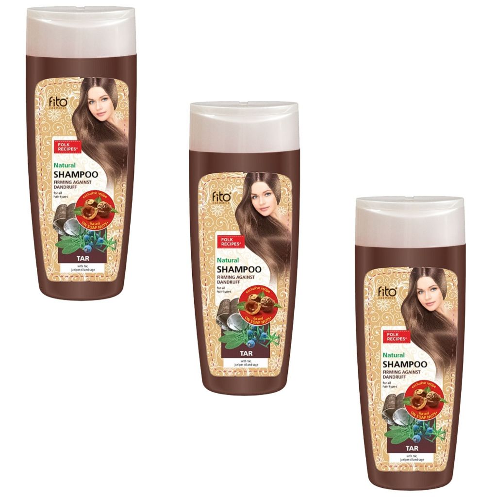 3 x 270 ml Fitokosmetik Shampoo Teer mit Wacholderöl und Salbei Anti-Schuppen