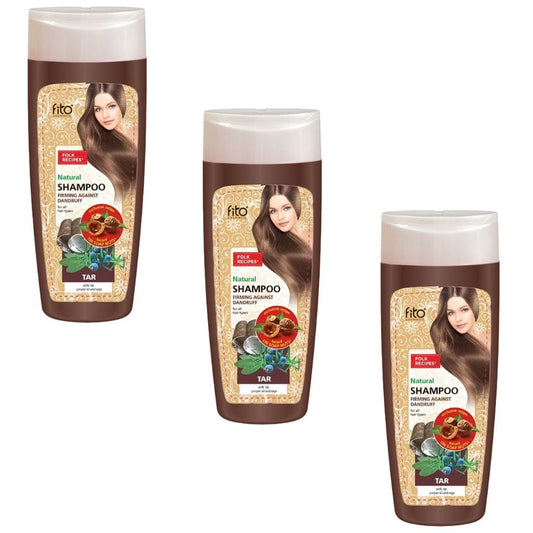 3 x 270 ml Fitokosmetik Shampoo Teer mit Wacholderöl und Salbei Anti-Schuppen