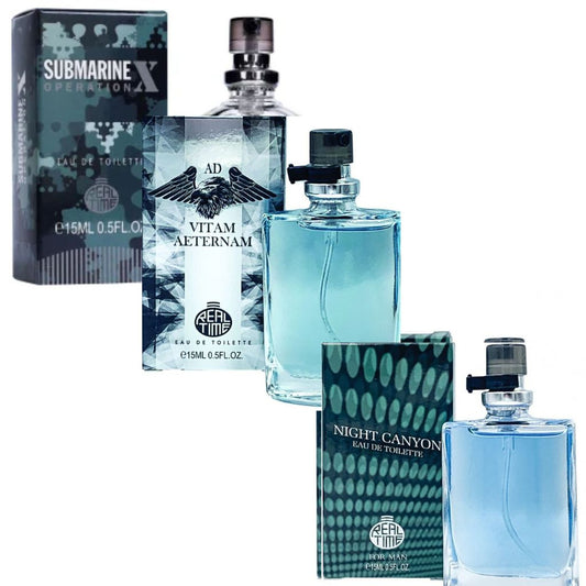 3x15ml Real Time Eau de Toilette Night Canyon,Submarine X,Vitam Aeternam
