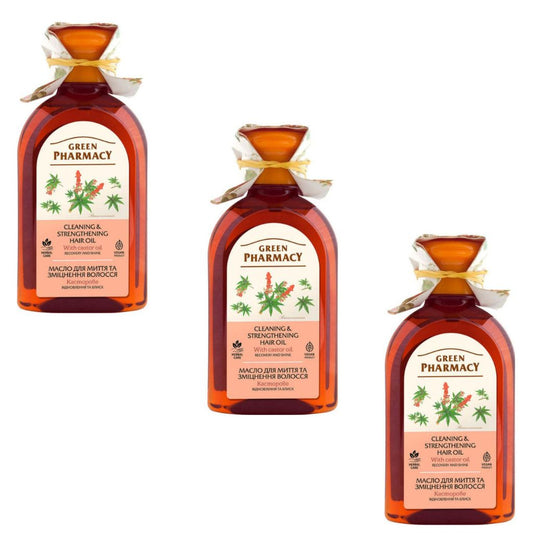 3x250 ml Green Pharmacy Rizinusöl zum Waschen Shampoo mit öl