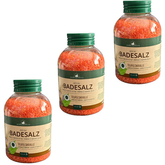3x 575 g Herbamedicus  Fußpflege Badesalz Teufelskralle