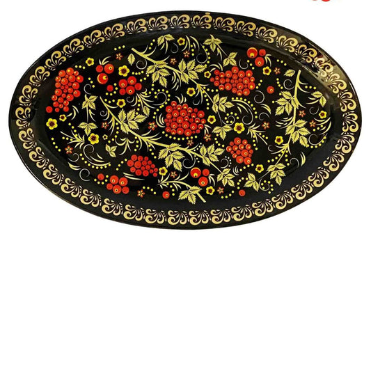 Servierplatte-Oval Chochloma-Eberesche 24,5x15x2 cm Glas