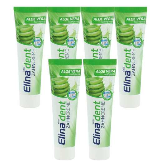 6x 100 ml Elina Aloe Vera Zahncreme mit Fluorid