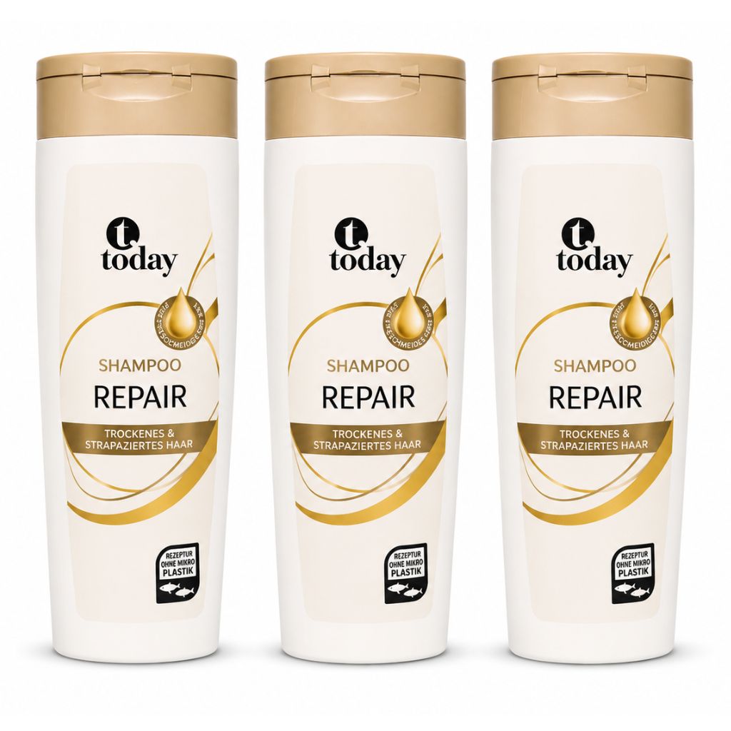 today Shampoo Repair 300 ml – Shampoo für trockenes & strapaziertes Haar (3 Pack)