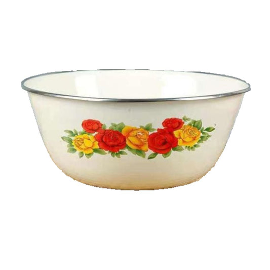 Emaillierte Schüssel mit Blumenmuster – Ø20 x 7 cm
