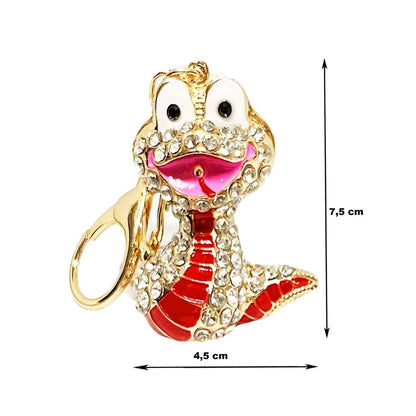 Schlüsselanhänger mit Strasssteinen "Schlange"Symbol des Jahres 2025