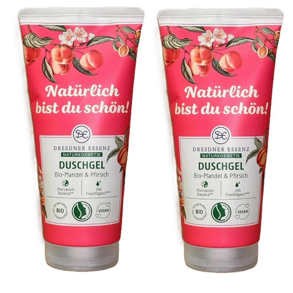 2x200 ml Dresdner Essenz Duschgel Bio-Mandel & Pfirsich