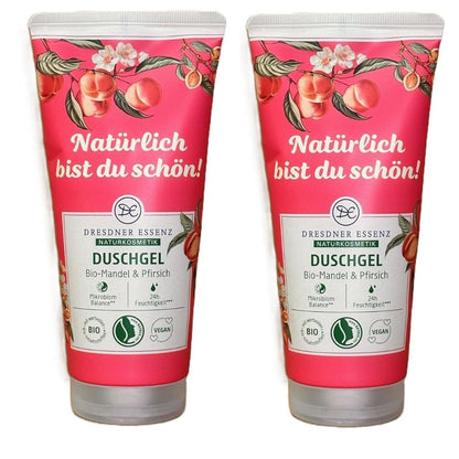 2x200 ml Dresdner Essenz Duschgel Bio-Mandel & Pfirsich