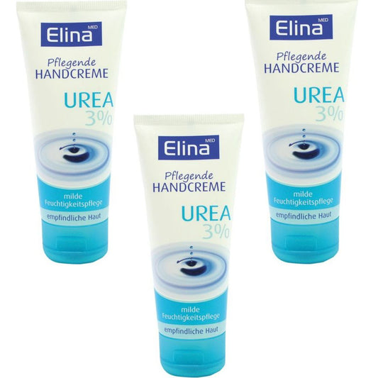 3x 75 ml Elina Urea 3% Handcreme Sensitive in Tube