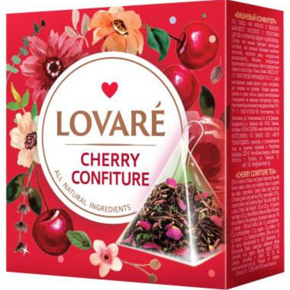 LOVARÉ Cherry Confiture – Schwarz- & Grüntee mit Kirscharoma, 15 × 2 g