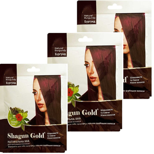 3x 25 g SHAGUN GOLD NatürlichesHenna  Burgund