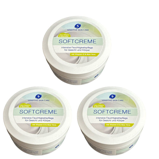 3x 250 ml Sensitive Skin-Care Softcreme mit Vitamin E Aloe Vera