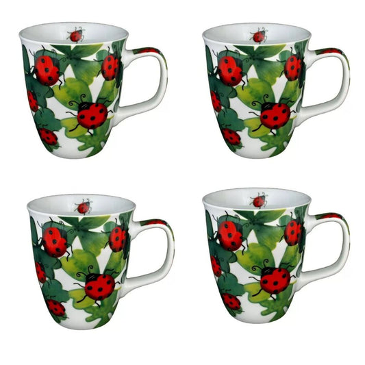 Becher-Set "Marienkäfer", 4 Stück x 400 mlKaffeebecher Teetasse Geschirr Tassen