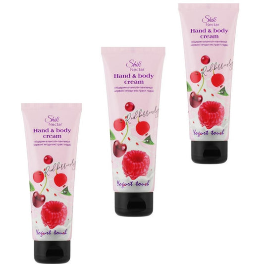 3x 75 ml Hand+Körpercreme Shik Nectar Yogurt Touch Rote Beeren und Goji-Extrakt