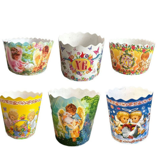 6 St. Backform-Set für Osterkuchen "Engel" aus Backpapier H 8,5 cm, ∅11 cm