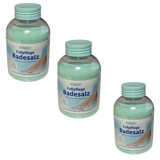 3x 600 g Vitawohl Fußpflege Badesalz erfrischend und entspannend