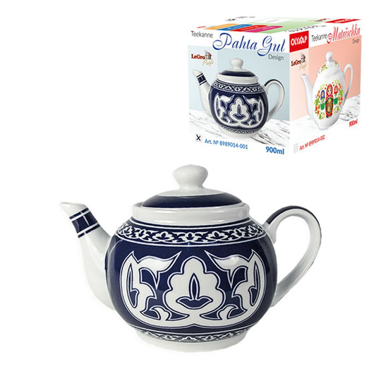 Teekanne „Pahta Gul“ Design – 900 ml – Blau/Weiß