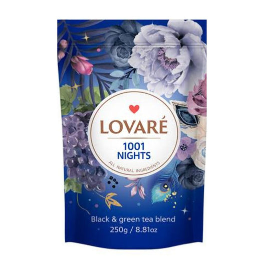 Lovare 1001 Night 250g Mischung schwarzem+ grünem Tee mit Früchten+Blütenblättern