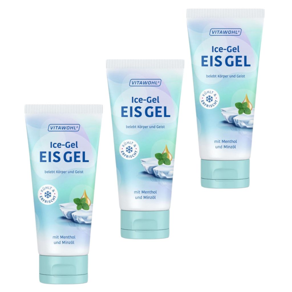3x 100ml Vitawohl Ice Gel Eis Gel mit Menthol und Minzöl