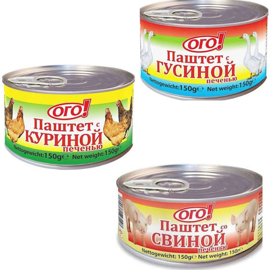 3x150g  OGO! Pastete mit Gaenseleber ,Haenchenleber,Schweineleber