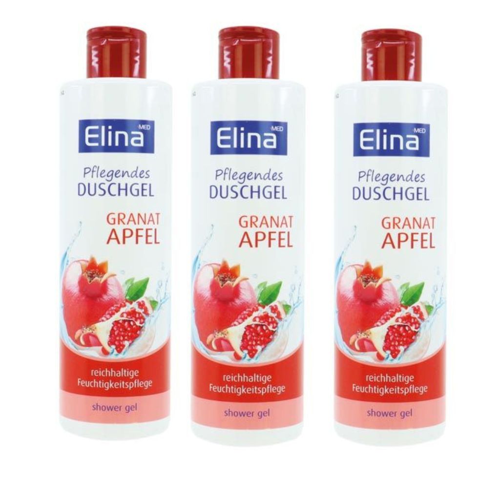 3x250 ml Elina Pflegendes Duschgel Granat Apfel