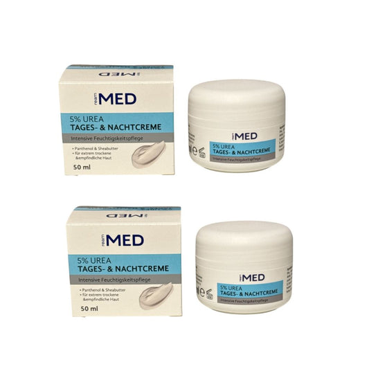 2 x 50 ml Ream MED: Creme 5 % Urea Tag und Nacht 50 für Extra trockene Haut