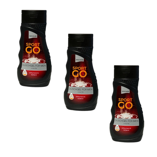 3x300 ml Soft & Gentle Shower Gel for Men Sport Go Cross Fire