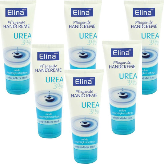 6 x 75 ml Elina Urea 3% Handcreme Sensitive in Tube